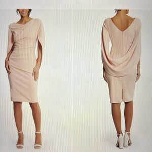 Betsy & Adam Cape Sleeve Crepe Sheath Dress